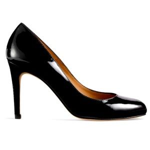 LK BENNETT Stila round-toe patent-leather heeled courts black sz 38 (7)